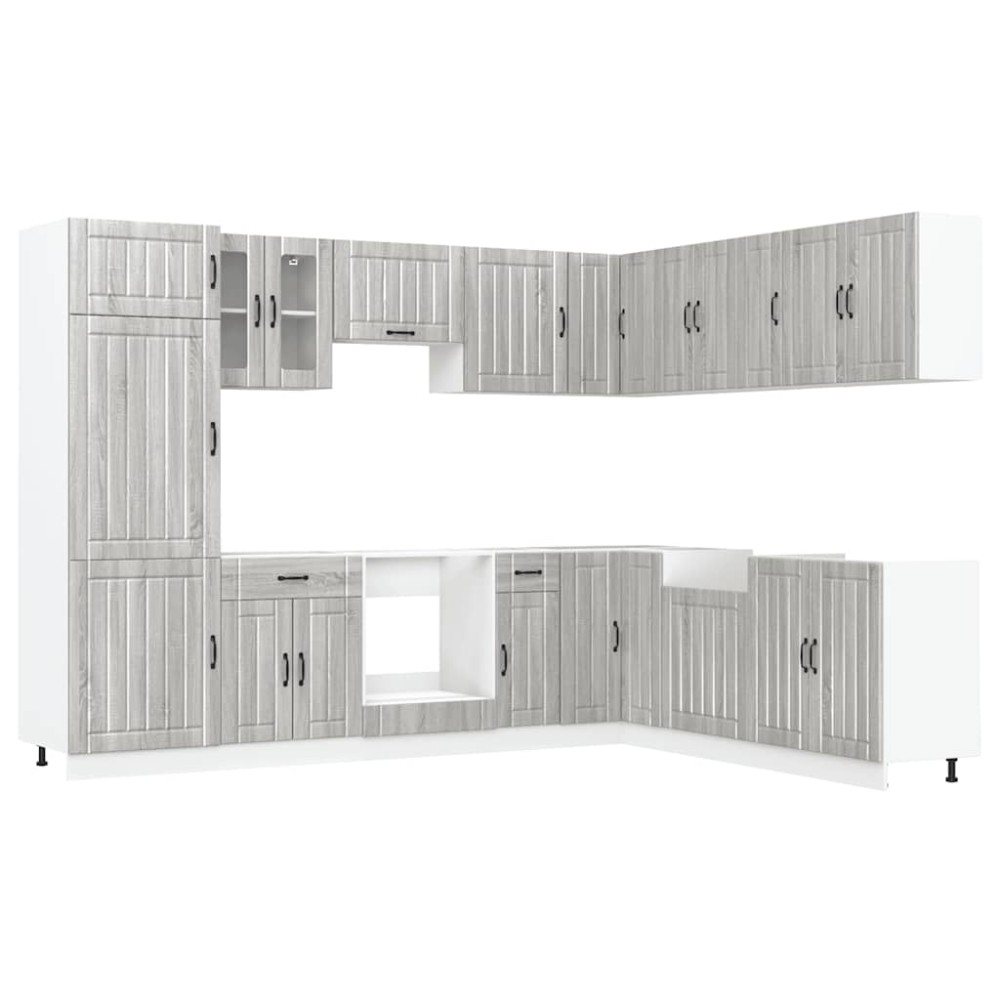 vidaXL Set de dulapuri de bucătărie 14 piese „Lucca” lemn Sonoma gri