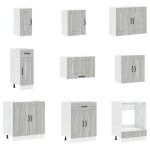 vidaXL Set de dulapuri de bucătărie 14 piese „Lucca” lemn Sonoma gri