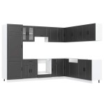 vidaXL Set dulap de bucătărie 14 piese „Porto” lemn negru prelucrat vidaXL Set dulap de bucătărie 14 piese „Porto” lemn negru prelucrat