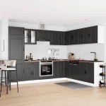 vidaXL Set dulap de bucătărie 14 piese „Porto” lemn negru prelucrat vidaXL Set dulap de bucătărie 14 piese „Porto” lemn negru prelucrat