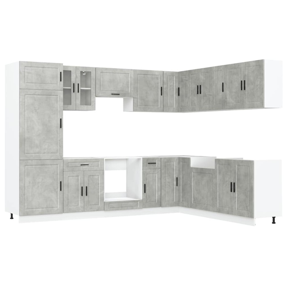 vidaXL Set dulapuri de bucătărie 14 piese „Porto” gri beton Lemn