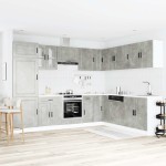 vidaXL Set dulapuri de bucătărie 14 piese „Porto” gri beton Lemn