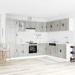 vidaXL Set de dulapuri de bucătărie 14 piese „Porto” lemn Sonoma gri