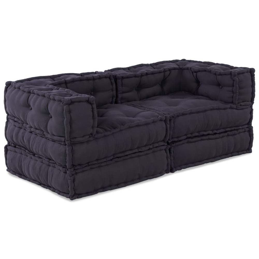 vidaXL Pouf Modular - Set de 2 din Material Antracit