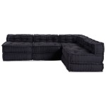 vidaXL Poufuri modulare 4 piese, material antracit vidaXL Poufuri modulare 4 piese, material antracit