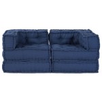 vidaXL Poufuri Modulare 2 pcs - Țesătură Indigo vidaXL Poufuri Modulare 2 pcs - Țesătură Indigo