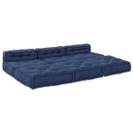 vidaXL Poufuri modulare - Set de 4, din material indigo vidaXL Poufuri modulare - Set de 4, din material indigo