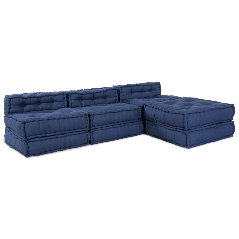 vidaXL Poufuri Modulare - 4 Piese În Țesătură Indigo
