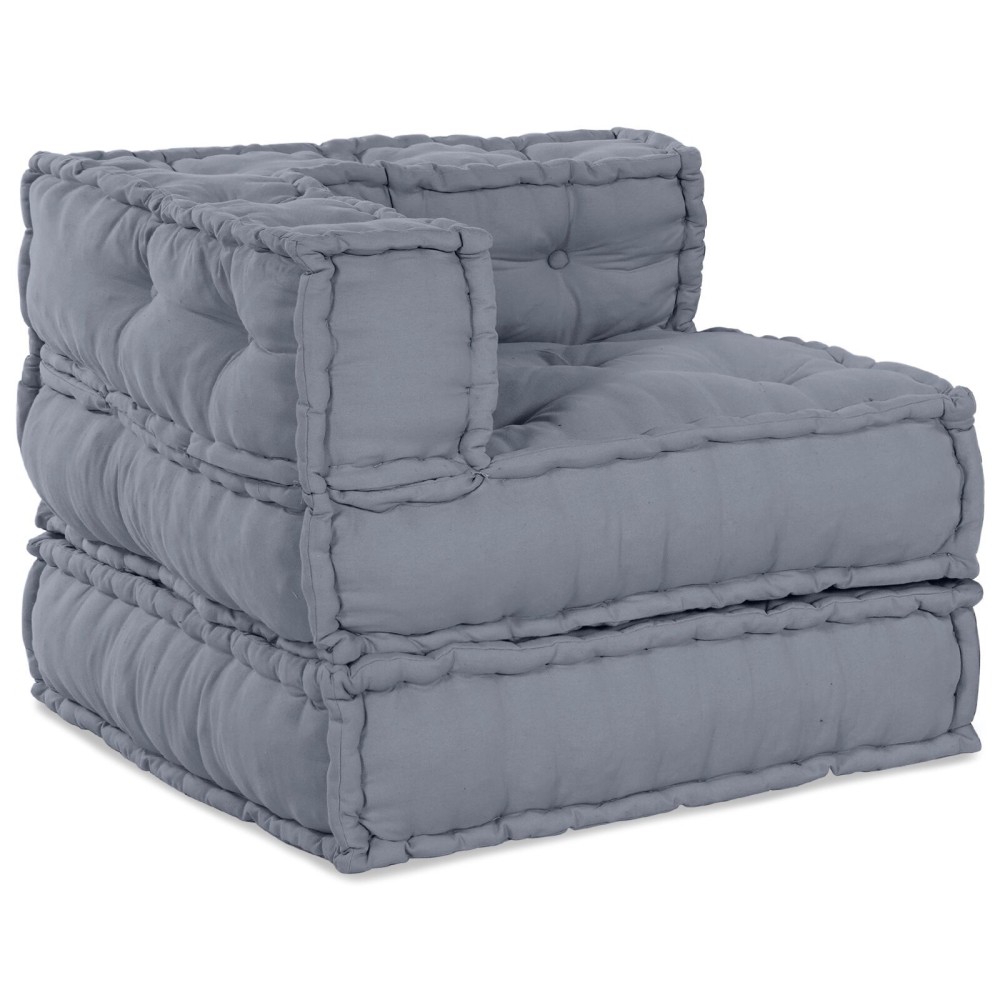 vidaXL Canapea Modulară cu 3 Locuri, Pouffe Convertible, Țesătură Gri