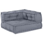 vidaXL Canapea Modulară cu 3 Locuri, Pouffe Convertible, Țesătură Gri vidaXL Canapea Modulară cu 3 Locuri, Pouffe Convertible, Țesătură Gri