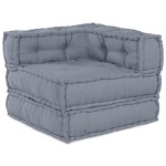 vidaXL Canapea Modulară cu 3 Locuri, Pouffe Convertible, Țesătură Gri vidaXL Canapea Modulară cu 3 Locuri, Pouffe Convertible, Țesătură Gri