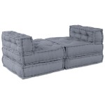 vidaXL Canapea Modulară Pouffe pentru 4 Persoane, Gri vidaXL Canapea Modulară Pouffe pentru 4 Persoane, Gri