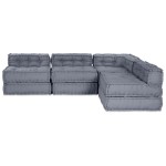 vidaXL Canapea Modulară Pouffe pentru 4 Persoane, Gri vidaXL Canapea Modulară Pouffe pentru 4 Persoane, Gri