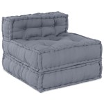 vidaXL Canapea Modulară Pouffe pentru 4 Persoane din Material Gri, Convertible vidaXL Canapea Modulară Pouffe pentru 4 Persoane din Material Gri, Convertible