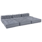 vidaXL Canapea Modulară Pouffe pentru 4 Persoane din Material Gri, Convertible vidaXL Canapea Modulară Pouffe pentru 4 Persoane din Material Gri, Convertible