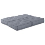 vidaXL Canapea modulară cu 2 locuri și pouf convertible, din material gri vidaXL Canapea modulară cu 2 locuri și pouf convertible, din material gri