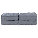 vidaXL Canapea modulară cu 2 locuri și pouf convertible, din material gri vidaXL Canapea modulară cu 2 locuri și pouf convertible, din material gri
