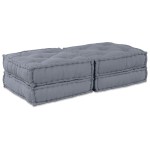 vidaXL Canapea modulară cu 2 locuri și pouf convertible, din material gri vidaXL Canapea modulară cu 2 locuri și pouf convertible, din material gri