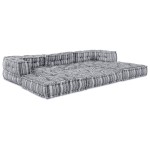 vidaXL Canapea Modulară cu 3 Locuri și Pouffe - Gri Deschis din Țesătură, Se transformă simplu vidaXL Canapea Modulară cu 3 Locuri și Pouffe - Gri Deschis din Țesătură, Se transformă simplu