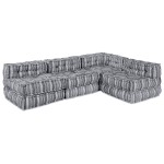 vidaXL Canapea Pouffe Modulară pentru 4 Persoane, care se transformă într-un pat, din material gri deschis. vidaXL Canapea Pouffe Modulară pentru 4 Persoane, care se transformă într-un pat, din material gri deschis.