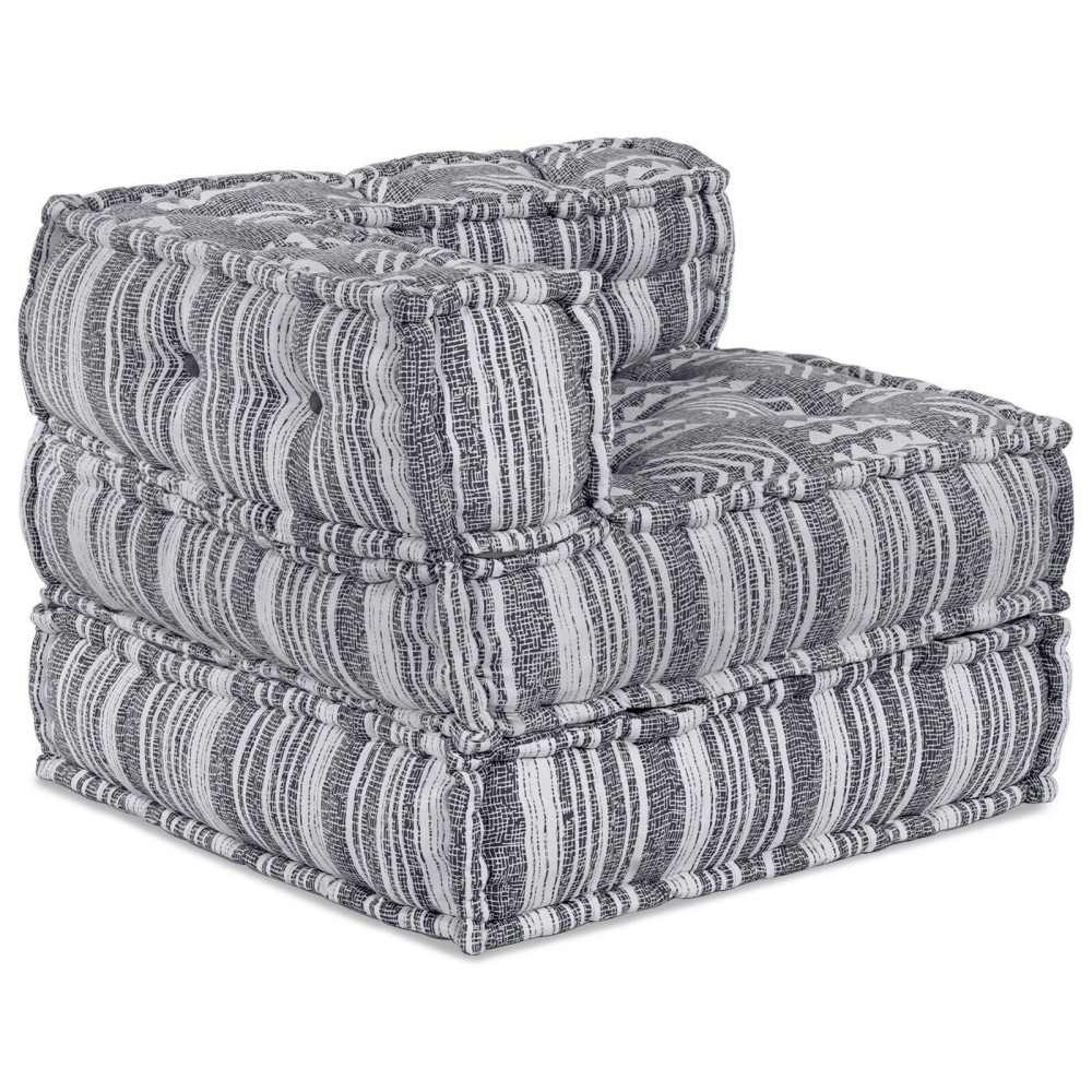vidaXL Canapea Pouffe Modulară pentru 4 Persoane, care se transformă într-un pat, din material gri deschis.