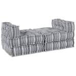 vidaXL Canapea Pouffe Modulară pentru 4 Persoane, care se transformă într-un pat, din material gri deschis. vidaXL Canapea Pouffe Modulară pentru 4 Persoane, care se transformă într-un pat, din material gri deschis.