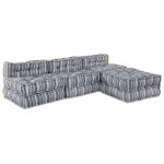 vidaXL Canapea modulară pouffe pentru 4 persoane care se transformă în canapea din țesătură gri deschis vidaXL Canapea modulară pouffe pentru 4 persoane care se transformă în canapea din țesătură gri deschis
