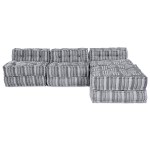 vidaXL Canapea modulară pouffe pentru 4 persoane care se transformă în canapea din țesătură gri deschis vidaXL Canapea modulară pouffe pentru 4 persoane care se transformă în canapea din țesătură gri deschis