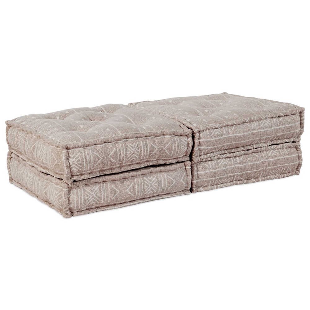 vidaXL Sofa Pouffe Modular cu 2 Locuri în Material Bej Deschis