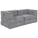 vidaXL Canapea modulară cu 2 locuri, pouffe convertibil, din material gri deschis vidaXL Canapea modulară cu 2 locuri, pouffe convertibil, din material gri deschis
