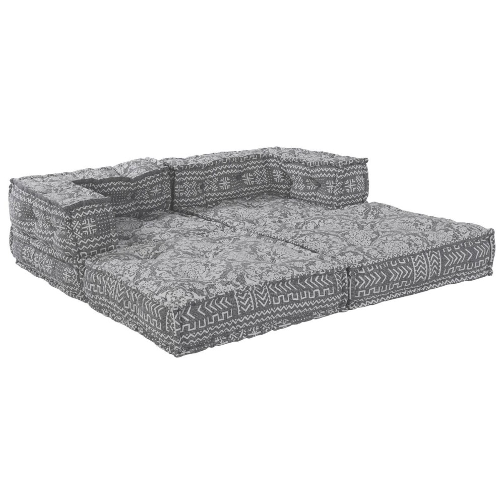 vidaXL Canapea modulară cu 2 locuri, pouffe convertibil, din material gri deschis
