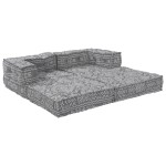 vidaXL Canapea modulară cu 2 locuri, pouffe convertibil, din material gri deschis vidaXL Canapea modulară cu 2 locuri, pouffe convertibil, din material gri deschis