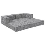 vidaXL Canapea modulară cu 2 locuri, pouffe convertibil, din material gri deschis vidaXL Canapea modulară cu 2 locuri, pouffe convertibil, din material gri deschis