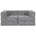 vidaXL Canapea modulară cu 2 locuri, pouffe convertibil, din material gri deschis vidaXL Canapea modulară cu 2 locuri, pouffe convertibil, din material gri deschis