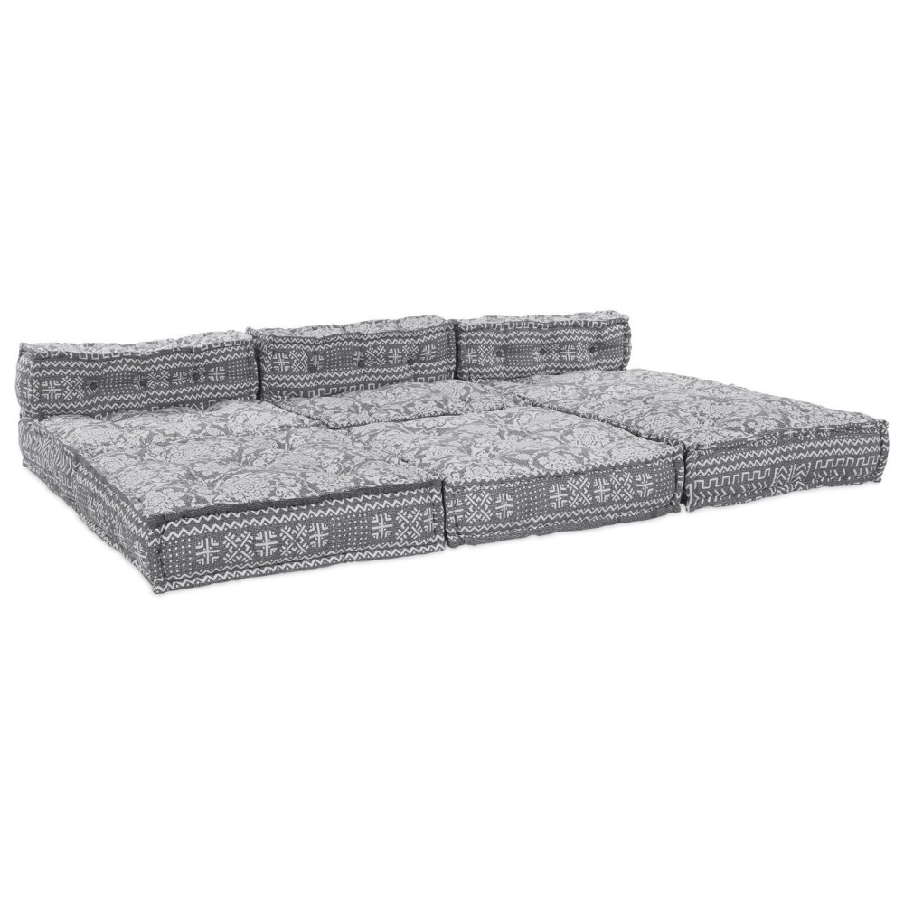vidaXL Canapea Modulară Tip Pouffe pentru 4 Persoane care se pliază - Gri Deschis din Țesătură