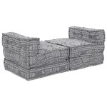 vidaXL Canapea Modulară Tip Pouffe pentru 4 Persoane care se pliază - Gri Deschis din Țesătură vidaXL Canapea Modulară Tip Pouffe pentru 4 Persoane care se pliază - Gri Deschis din Țesătură