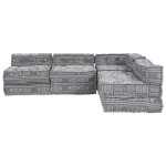 vidaXL Canapea Modulară Tip Pouffe pentru 4 Persoane care se pliază - Gri Deschis din Țesătură vidaXL Canapea Modulară Tip Pouffe pentru 4 Persoane care se pliază - Gri Deschis din Țesătură