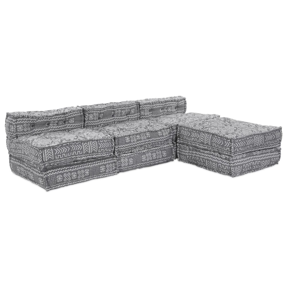 vidaXL Canapea modulară cu 4 locuri, din țesătură gri deschis