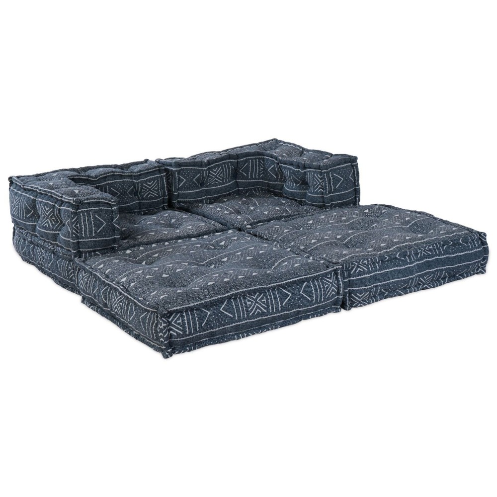 vidaXL Canapea Modulară cu 2 Locuri, Convertibilă, Tapițerie Indigo