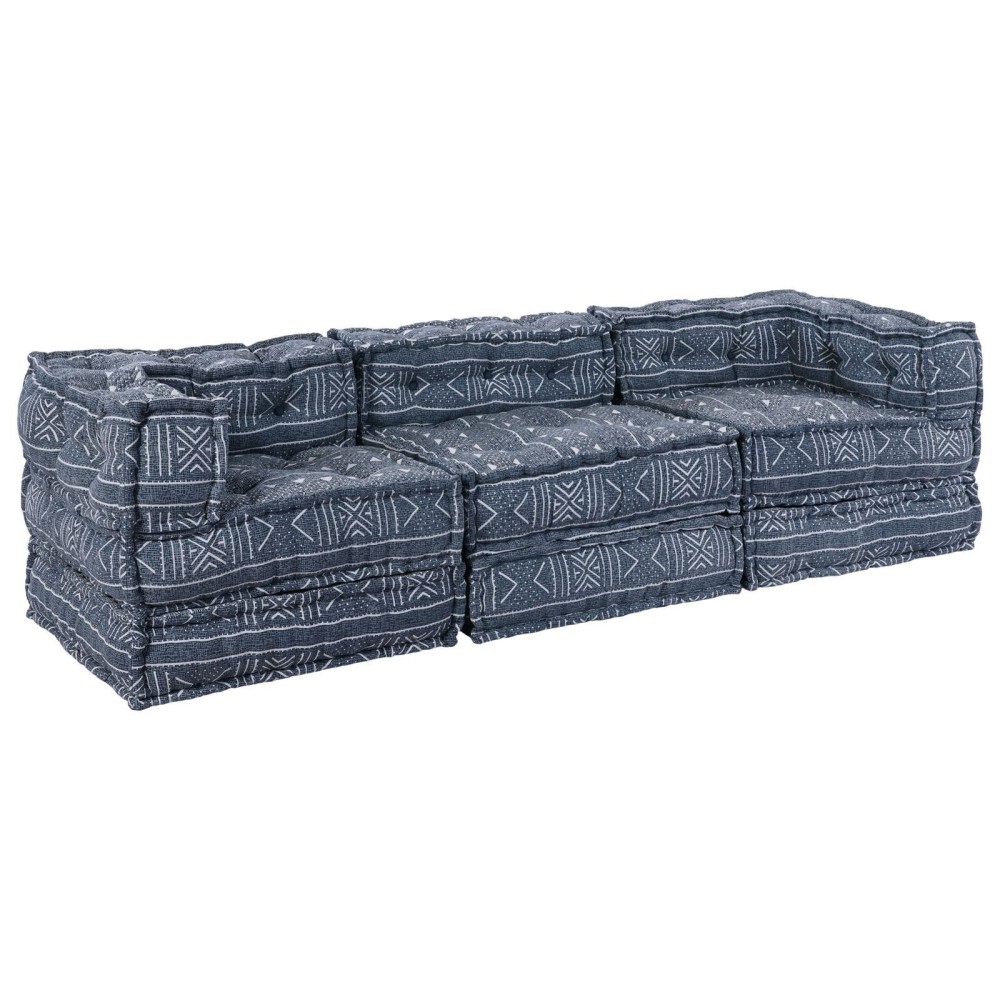 vidaXL Canapea Modulară Pouffe 3 Locuri Convertible din Material Indigo