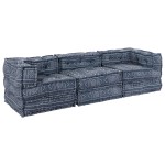 vidaXL Canapea Modulară Pouffe 3 Locuri Convertible din Material Indigo vidaXL Canapea Modulară Pouffe 3 Locuri Convertible din Material Indigo