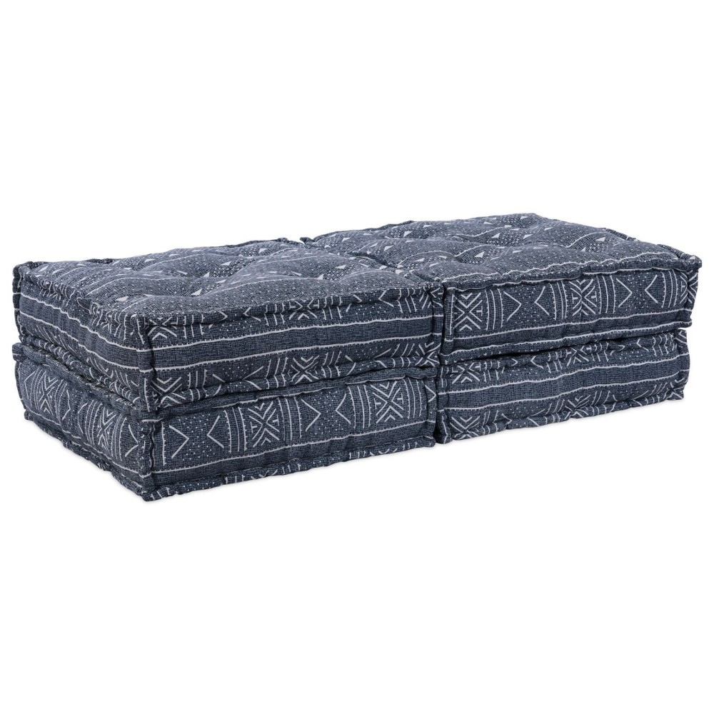 vidaXL Canapea Pouffe Modulară cu 2 Locuri, Convertibilă, din țesătură indigo