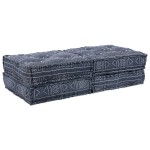 vidaXL Canapea Pouffe Modulară cu 2 Locuri, Convertibilă, din țesătură indigo vidaXL Canapea Pouffe Modulară cu 2 Locuri, Convertibilă, din țesătură indigo