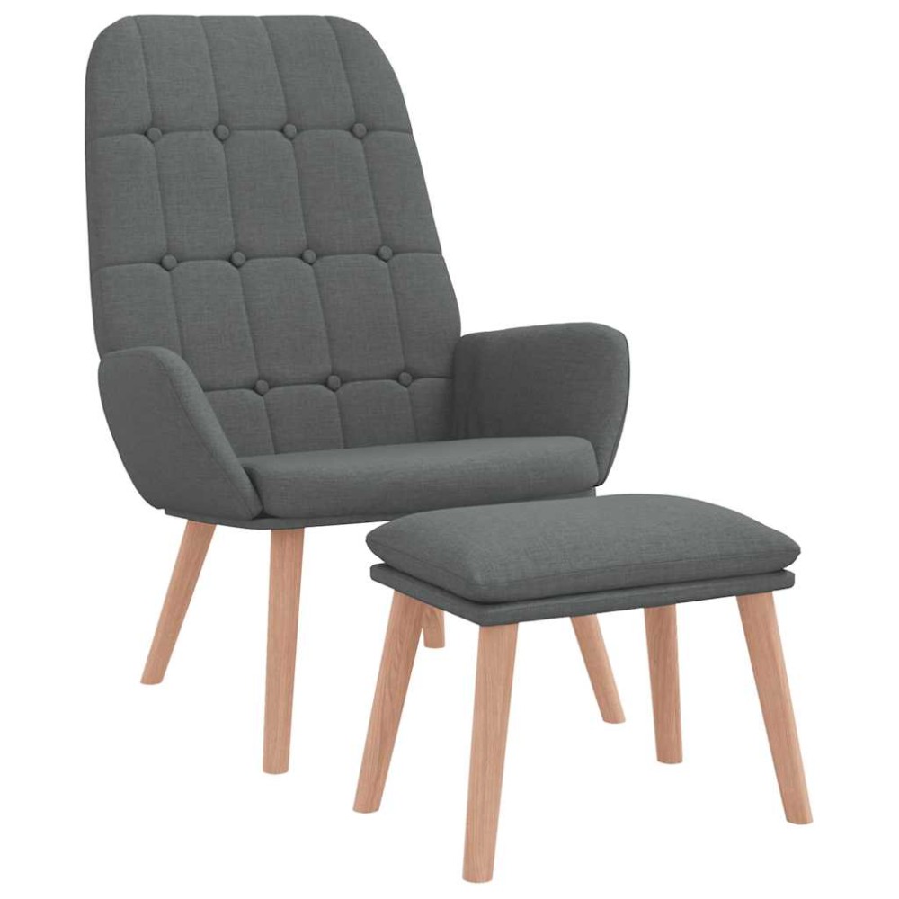 vidaXL Scaun de relaxare cu taburet, gri deschis, textil
