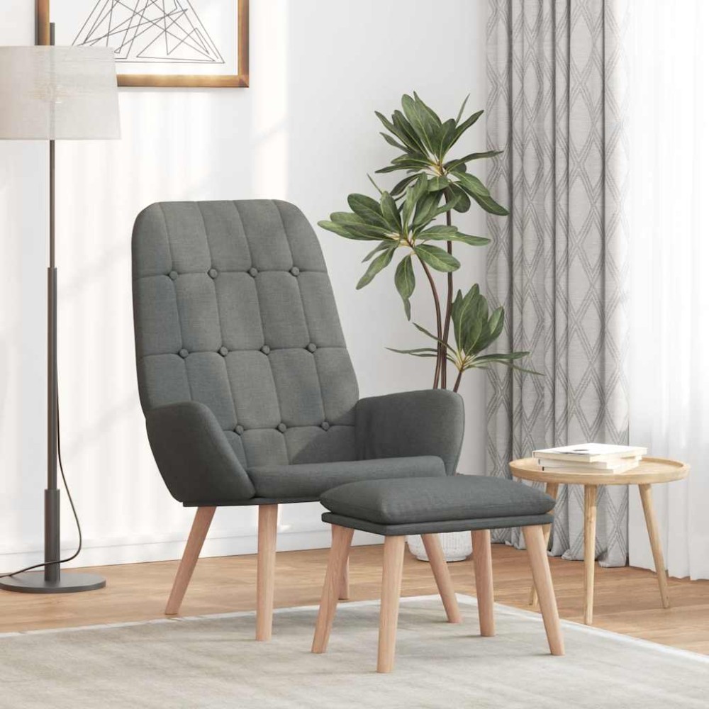 vidaXL Scaun de relaxare cu taburet, gri deschis, textil