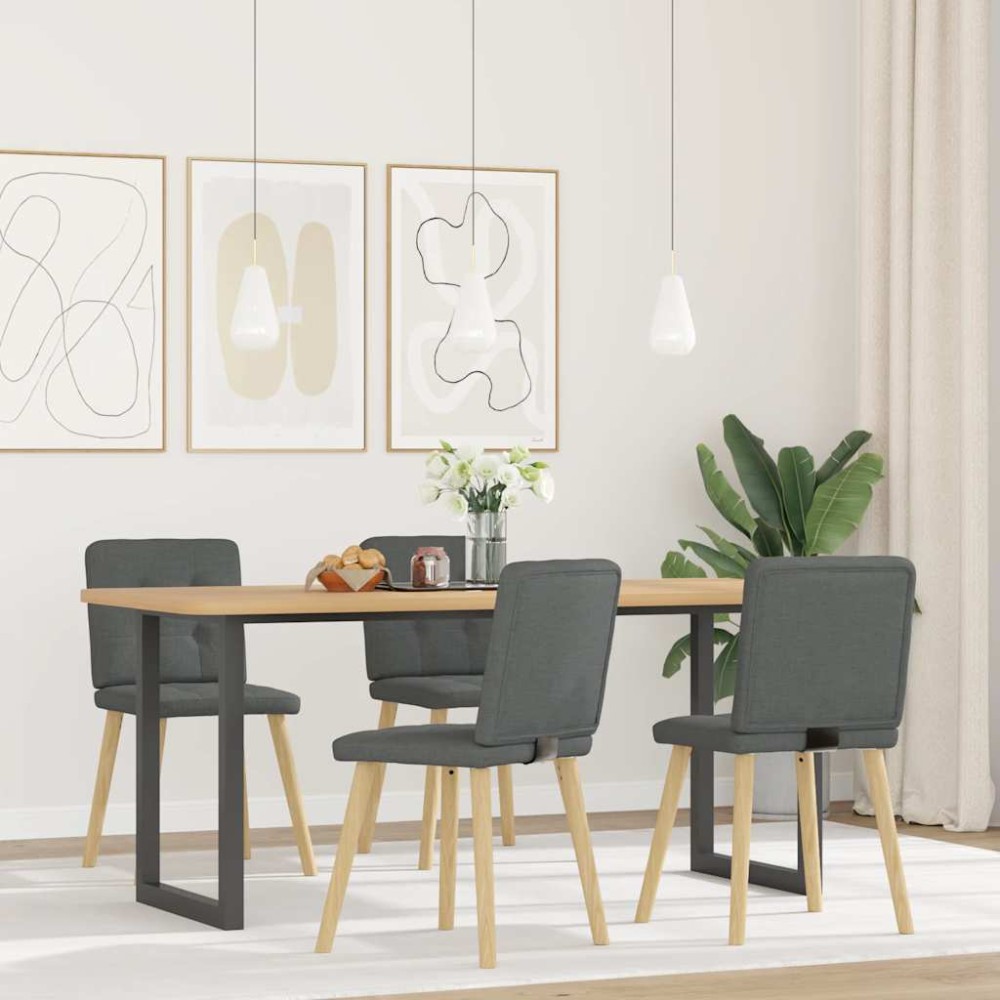 vidaXL Scaune de bucătărie pivotante, 4 buc., gri închis, textil