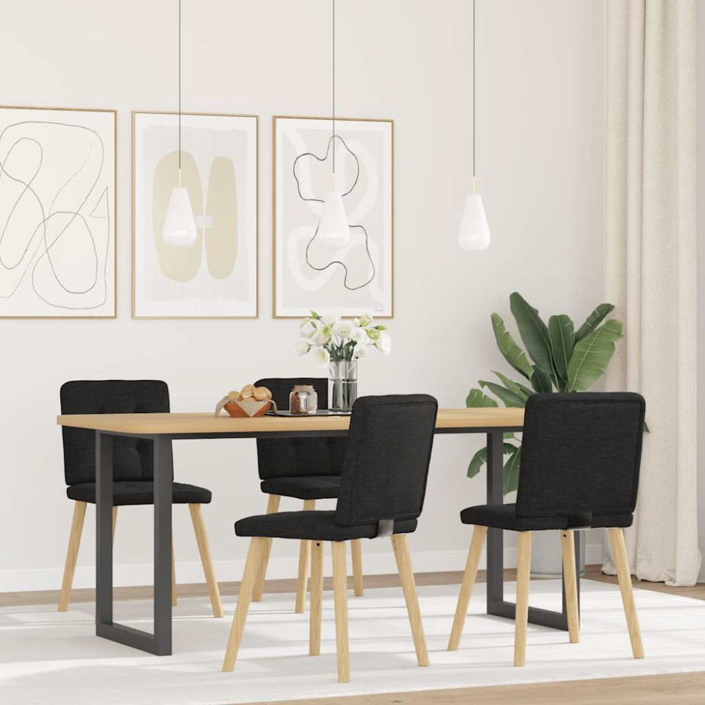 vidaXL Scaune de bucătărie, 4 buc., negru, material textil