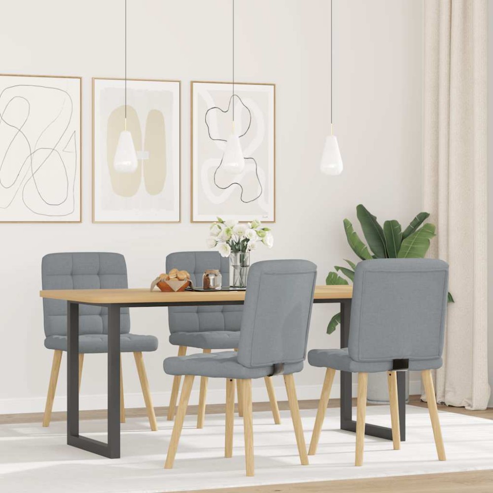 vidaXL Scaune de bucătărie pivotante, 4 buc., gri deschis, textil