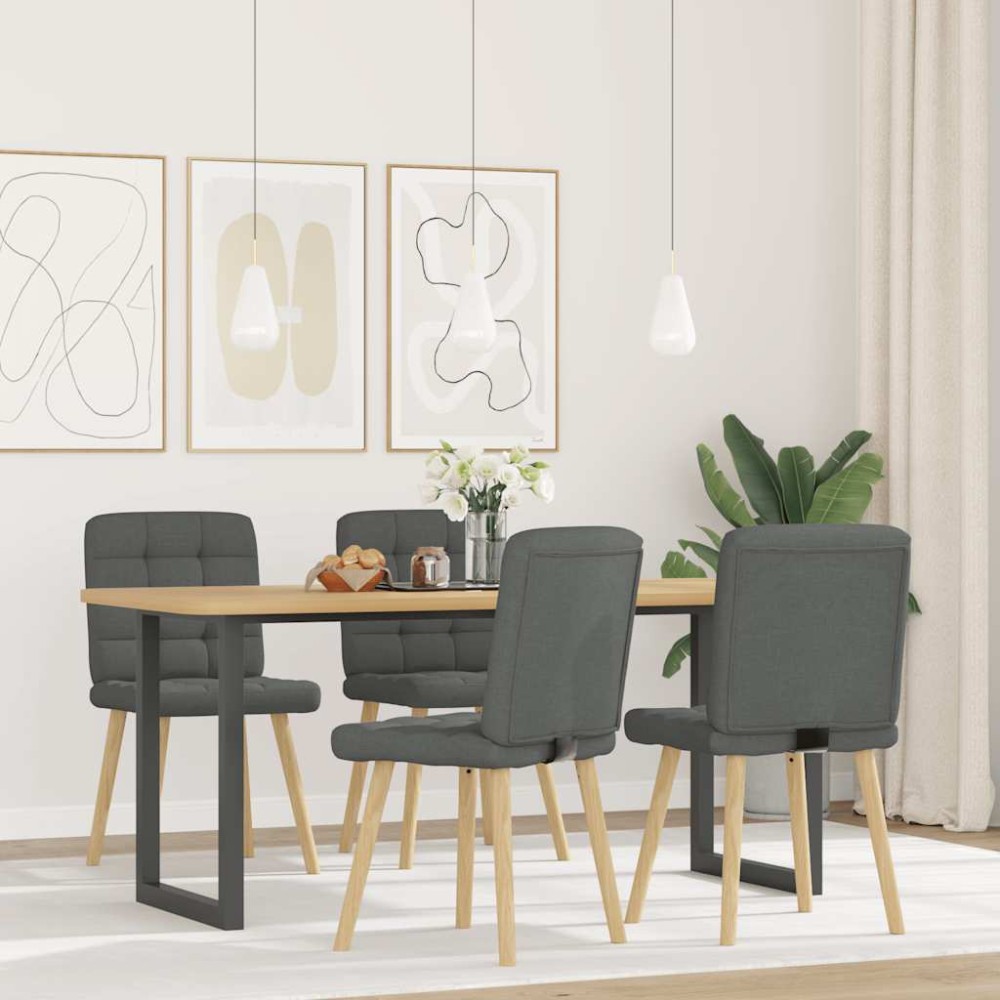 vidaXL Scaune de bucătărie pivotante, 4 buc., gri închis, textil