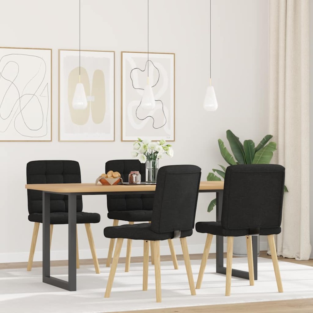 vidaXL Scaune de bucătărie, 4 buc., negru, material textil